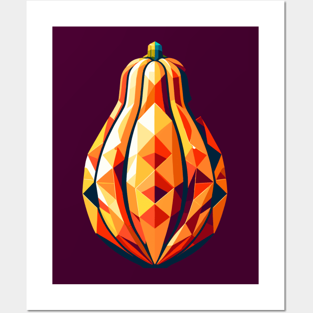 Polygonal Papaya Essence: Tropical Artwork Wall Art by AmandaOlsenDesigns